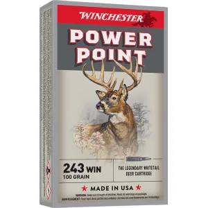 Winchester X2432 Power-Point 243Win 100gr 20 Per Box/10 Case Centerfire, Rifle Ammunition