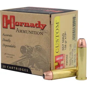 Hornady 90562 Custom 357Mag 158gr Hornady XTP Hollow Point 25 Per Box/10 Case Centerfire, Handgun Ammunition