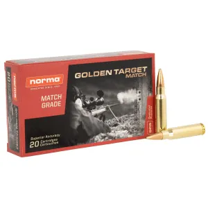Norma Ammunition 10177432 Dedicated Precision Golden Target Match 308Win 168gr BTHP 20 Per Box/10 Case, Centerfire Rifle Ammo