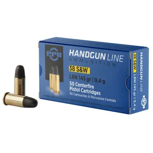 PPU PPH38SW 38S&W 145gr Lead Round Nose 50 Per Box/20 Case Centerfire, Handgun Ammunition
