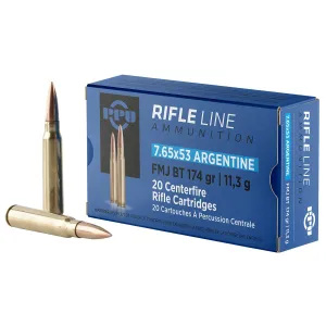 PPU PP7AF Metric 7.65x53mmArgentine 174gr Full Metal Jacket Boat Tail 20 Per Box/10 Case Centerfire, Rifle Ammunition