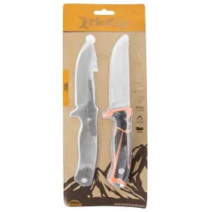 Elk Ridge ERTKFIX001CS Trek Interchangeable Blades 4.50 in Fixed Gut Hook/Drop Point Plain Satin 8Cr13MoV SS Blade/ Black/Orange TPR Handle Features Clamshell Packaging Includes Sheath