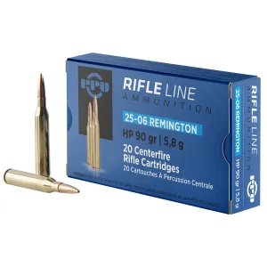 PPU PP2506H Standard 25-06Rem 90gr Hollow Point 20 Per Box/10 Case Centerfire, Rifle Ammunition