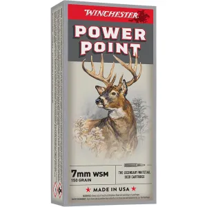 Winchester X7MMWSM Power-Point 7mmWSM 150gr 20 Per Box/10 Case Centerfire, Rifle Ammunition