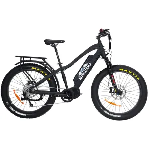 Bakcou E-bikes BMBB25 Mule Matte Black 18 in w/Stand Over Height of 29.50 in Frame, Shimano Alivio Hill-Climbing 9 Speed Bafang M620 Ultra Motor, 35+ mph Speed