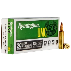 Remington 23750 UMC 22-250Rem 45gr Jacketed Hollow Point 20 Per Box/10 Case Centerfire, Rifle Ammunition