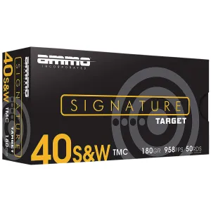 Ammo Inc 40180TMCA50 Signature 40S&W 180gr Total Metal Case 50 Per Box/20 Case Centerfire, Handgun Ammunition