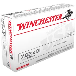 Winchester Ammo Q3130 USA 7.62x51mm NATO 147 gr Full Metal Jacket 20 Per Box/ 10 Case