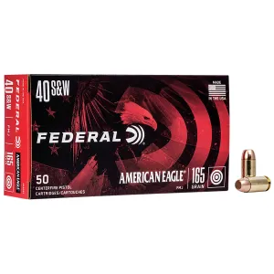 Federal AE40R3 American Eagle 40S&W 165gr Full Metal Jacket 50 Per Box/20 Case Centerfire, Handgun Ammunition