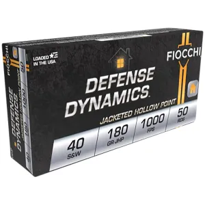 Fiocchi 40SWE Defense Dynamics 40S&W 180gr Jacketed Hollow Point 50 Per Box/20 Case Centerfire, Handgun Ammunition