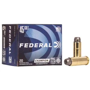 Federal C45LCA Champion Training 45Colt 225gr Semi Wadcutter Hollow Point 20 Per Box/25 Case Centerfire, Handgun Ammunition
