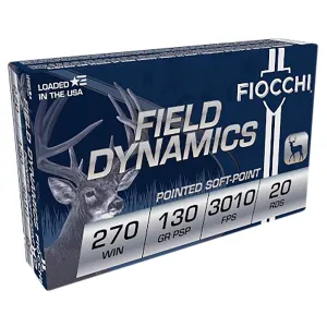 Fiocchi 270SPB Field Dynamics 270Win 130gr Pointed Soft Point 20 Per Box/10 Case Centerfire, Rifle Ammunition