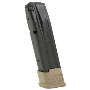 ProMag Mag, 9MM, 21 Rounds, Fits Sig Sauer P320, Steel Construction, Blued Finish, Flat Dark Earth Baseplate SIG-A20-FDE