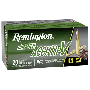 Remington 29220 Premier Accutip-V 204Ruger 40gr AccuTip V Boat Tail 20 Per Box/10 Case Centerfire, Rifle Ammunition