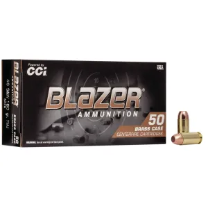 CCI 5220 Blazer Brass 40S&W 180gr Full Metal Jacket 50 Per Box/20 Case Centerfire, Handgun Ammunition