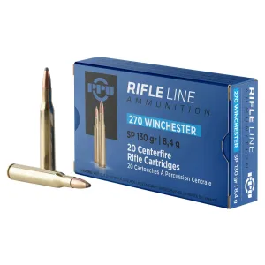 PPU PP2701 Standard 270Win 130gr Soft Point 20 Per Box/10 Case Centerfire, Rifle Ammunition