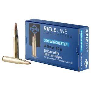 PPU PP2702 Standard 270Win 150gr Soft Point 20 Per Box/10 Case Centerfire, Rifle Ammunition