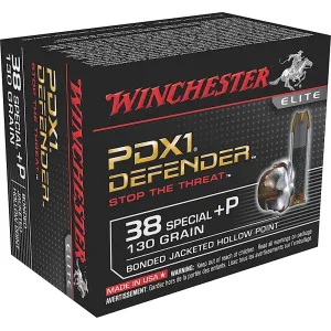 Winchester S38PDB Defender 38Special+P 130gr Bonded Jacket Hollow Point 20 Per Box/10 Case Centerfire, Handgun Ammunition