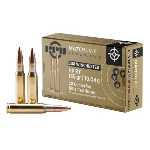 PPU PPM3081 Match 308Win 155gr Hollow Point Boat Tail 20 Per Box/10 Case Centerfire, Rifle Ammunition