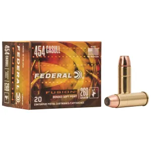 Federal F454FS1 Fusion 454Casull 260gr Fusion Soft Point 20 Per Box/10 Case Centerfire, Handgun Ammunition