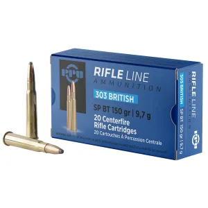 PPU PP303S1 Standard 303British 150gr Soft Point Boat Tail 20 Per Box/10 Case Centerfire, Rifle Ammunition