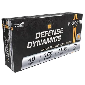 Fiocchi 40SWC Defense Dynamics 40S&W 165gr Jacketed Hollow Point 50 Per Box/20 Case Centerfire, Handgun Ammunition