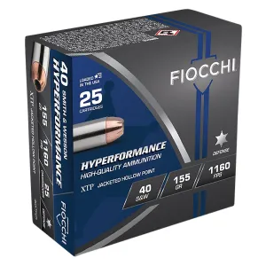 Fiocchi 40XTP25 Hyperformance 40 S&W 155 gr Hornady XTP Hollow Point 25 Per Box/ 20 Cs