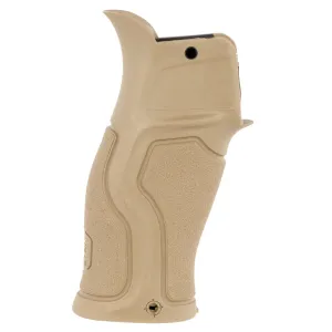 FAB Defense FXGRADUST Gradus Ergonomic Rubberized, Pistol Grip for AR-15/ AR-10/ M16/ M4/ SR-25 15 Reduced Grip Angle FDE Reinforced Polymer Core