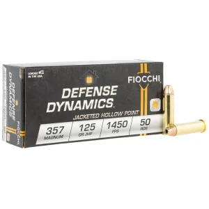 Fiocchi 357D Defense Dynamics 357Mag 125gr Jacketed Hollow Point 50 Per Box/20 Case Centerfire, Handgun Ammunition