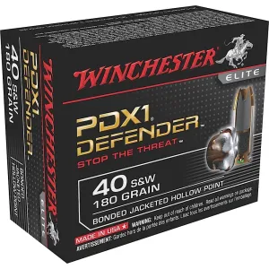 Winchester S40SWPDB1 Defender 40S&W 180gr Bonded Jacket Hollow Point 20 Per Box/10 Case Centerfire, Handgun Ammunition