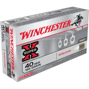 Winchester WC401 Super X 40S&W 165gr Winclean Brass Enclosed Base 50 Per Box/10 Case Centerfire, Handgun Ammunition