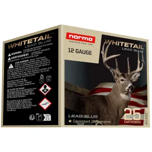 Norma Ammunition 1198043410 Whitetail 12Gauge 2.75 1oz Slug Shot 25 Per Box/10 Case, Shotshell Slug Loads