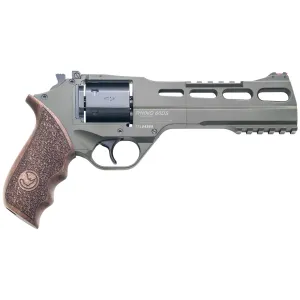 Chiappa Firearms Rhino 60DS Revolver, Double Action/Single Action, 357 Magnum, 6 in Barrel, Alloy, Olive Drab Green, Walnut Grips, Fiber Optic Front Sight, Adjustable Rear Sight, 6 Rounds, 3 Moon Clips 340.282