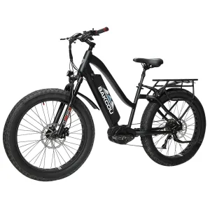 Bakcou E-bikes BMST24BB21 Mule ST 24 Matte Black 16 in w/Stand Over Height of 24 in Frame, Shimano Alivio Hill-Climbing 9 Speed Bafang M620 Ultra Motor, 35+ mph Speed