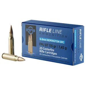 PPU PP68F Standard 6.8mmRemSPC 115gr Full Metal Jacket Boat Tail 20 Per Box/50 Case Centerfire, Rifle Ammunition