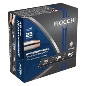 Fiocchi 45XTP25 Hyperformance 45ACP 230gr Hornady XTP Hollow Point 25 Per Box/20 Case Centerfire, Handgun Ammunition