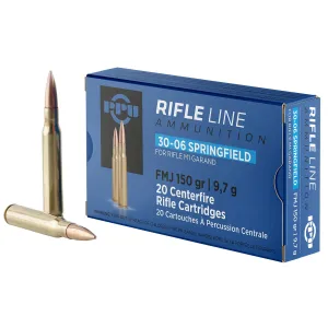 PPU PP3006G Standard 30-06Springfield 150gr Full Metal Jacket 20 Per Box/10 Case Centerfire, Rifle Ammunition