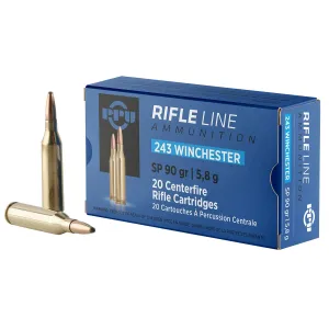 PPU PP2431 Standard 243Win 90gr Soft Point 20 Per Box/10 Case Centerfire, Rifle Ammunition