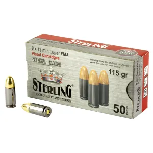 Century Arms Steel Case, 9MM, 115 Grain, Full Metal Jacket, 50 Round Box AM8189