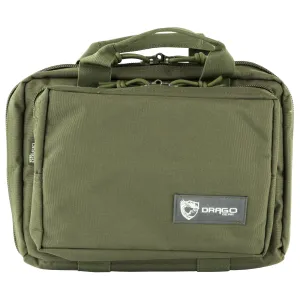 Drago Gear Double Pistol Case, 5 Internal Magazine Holders, OD Green 12-315GR