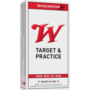 Winchester Q4238 USA 40S&W 180gr Full Metal Jacket 50 Per Box/10 Case Centerfire, Handgun Ammunition