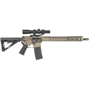 Black Rain Ordnance BRO21121301 Full Field Tac30 5.56x45mm NATO 30+1 16 in Chrome Moly Barrel, A2 Flash Hider, FDE Battleworn Cerakote, Magpul 6 Position Stock, Includes Burris 2-4x24mm Scope & Soft Cas, Rifle
