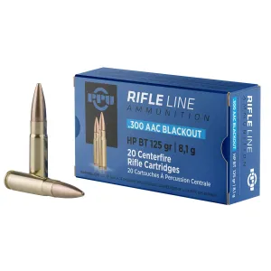 PPU PP300BH Standard 300Blackout 125gr Hollow Point Boat Tail 20 Per Box/50 Case Centerfire, Rifle Ammunition