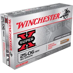 Winchester X25061 Super X 25-06Rem 90gr Positive Expanding Point 20 Per Box/10 Case Centerfire, Rifle Ammunition