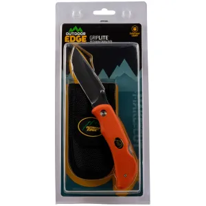 Outdoor Edge GB20C GripLite 3.20 in Folding Plain Aichi AUS8 SS Blade TPR Blaze Orange Handle