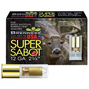 Brenneke SL122SUS SuperSabot 12Gauge 2.75 in 1 1/8oz Sabot Slug Shot 5 Per Box/50 Case, Shotgun Shells