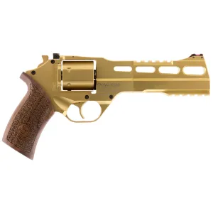 Chiappa 340225 Rhino 60DS Medium Frame 357 Mag 6 Shot, 6 in Gold Plated PVD Steel Vent Rib Barrel & Cylinder, Gold Plated PVD Aluminum Frame, Walnut Grip, Concealed Hammer , Revolver