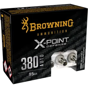 Browning Ammo B191703802 X-Point 380ACP 95gr Jacketed Hollow Point 20 Per Box/10 Case, Centerfire Handgun Ammo