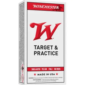 Winchester Q4206 USA 380ACP 95gr Full Metal Jacket 50 Per Box/10 Case Centerfire, Handgun Ammunition
