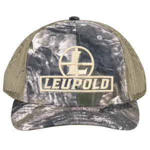 Leupold 182545 Reticle Trucker Hat Mossy Oak/Terra/Khaki Adjustable Snapback OSFA Semi-Structured
